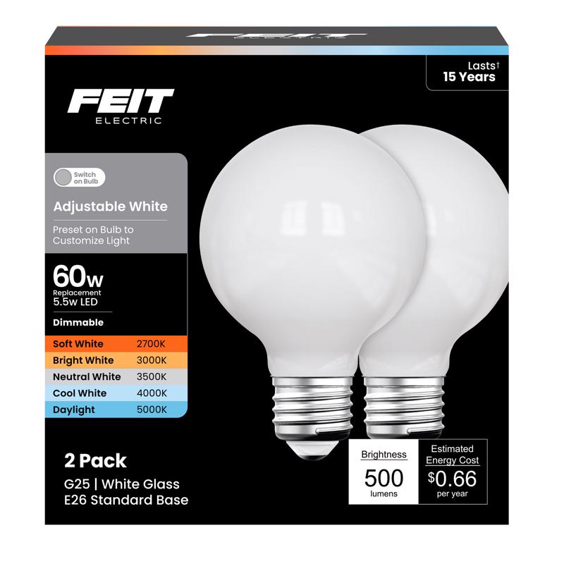 3019501 60W Equivalence Adjustable G25 E26 Medium White LED Bulb