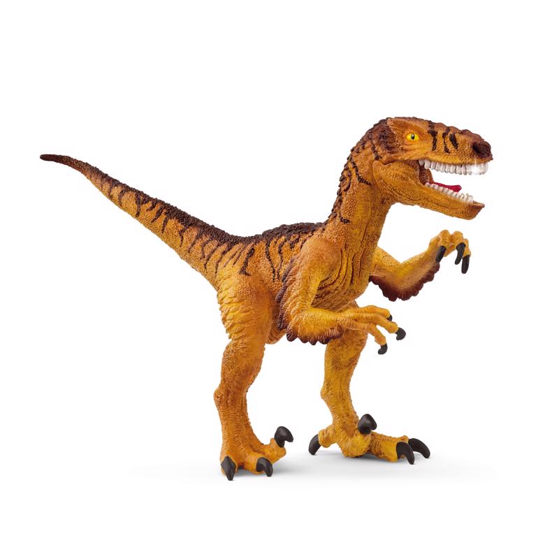 9110454 Velociraptor Dinosaur Figurine, Yellow & Brown