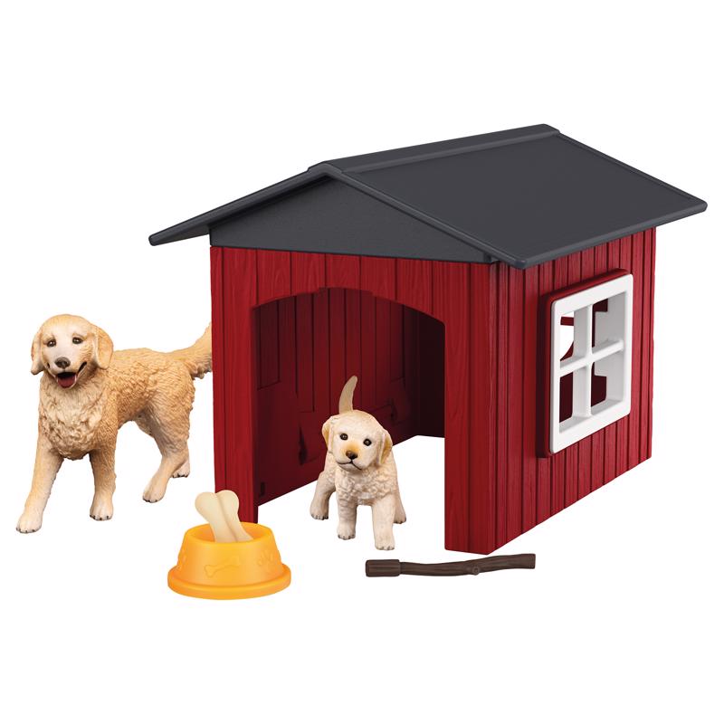 9110455 Dog Kennel with Golden Retrievers Figurine, Multi Color - 9 Piece - Pack of 3