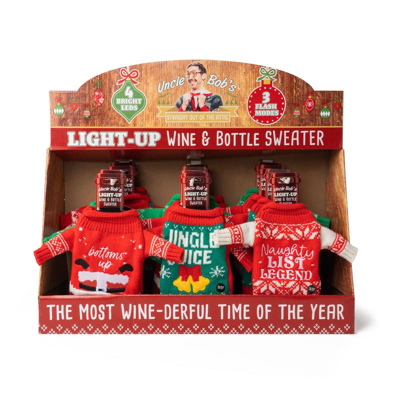 9105590 Light-Up Wine & Bottle Sweater, Assorted Color - Pack of 24