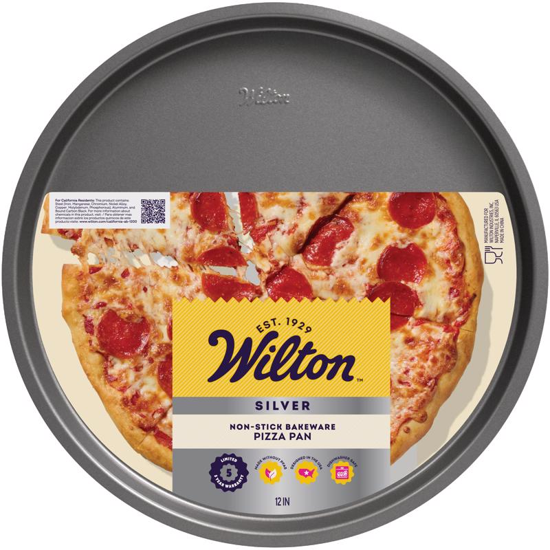 Picture of Wilton 6086364 12 in. Silver & Black Pizza Pan - Pack of 6