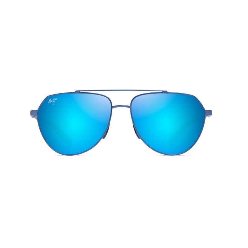 Picture of Maui Jim 8117548 Mens Waiwai Matte Trans Blue Frame Hawaii Lens Polarized Sunglasses