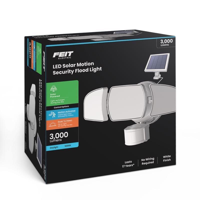 3019730 Motion-Sensing Solar Powered LED White Security Floodlight