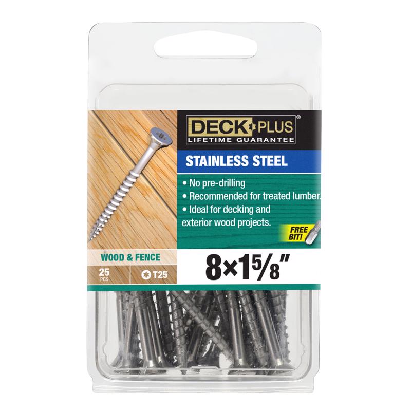 Picture of Hillman 5000544 1.625 in. Deck Plus Stainless Steel Star Flat Head Screws - 8 gal - Pack of 25