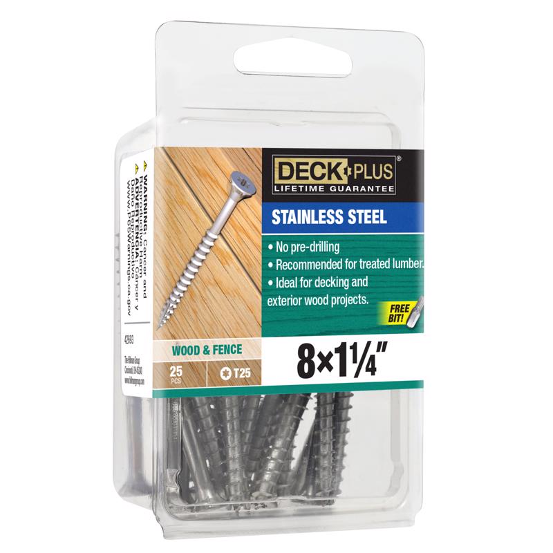 Picture of Hillman 5000545 1.25 in. Deck Plus Stainless Steel Star Flat Head Screws - 8 gal - Pack of 25