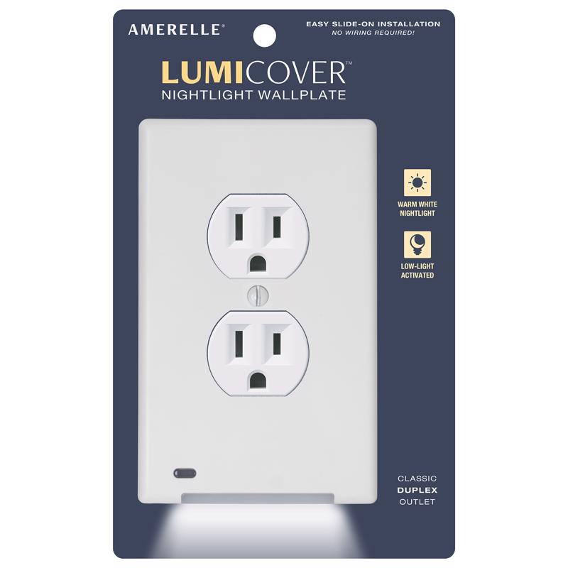 3019766 1 Gang Amarelle White Plastic Decorator Duplex Nightlight Wall Plate