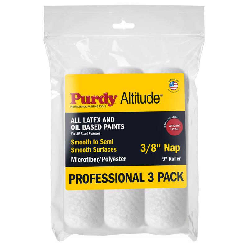 1037512 9 x 0.375 in. Altitude Polyester Micro Regular Paint Roller Cover, White - Pack of 3