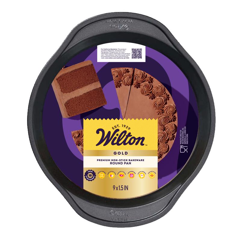 Picture of Wilton 6088894 1.5 x 9 in. Gold Round Cake Pan&#44; Black