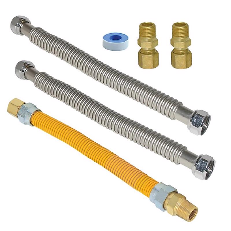 Stainless Steel Gas Water Heater Installation Kit 1.77 in. H X 23.03 in. L X 7.68 in. W