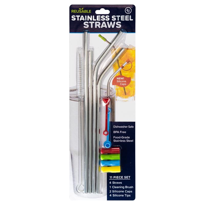 Picture of 4th Utensil 6087147 Silver Stainless Steel Drinking Straws