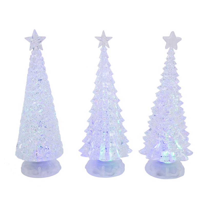 Gerson 9106702 13 in. Clear Lighted Spinning Water Globe Trees Table Decor - Pack of 3