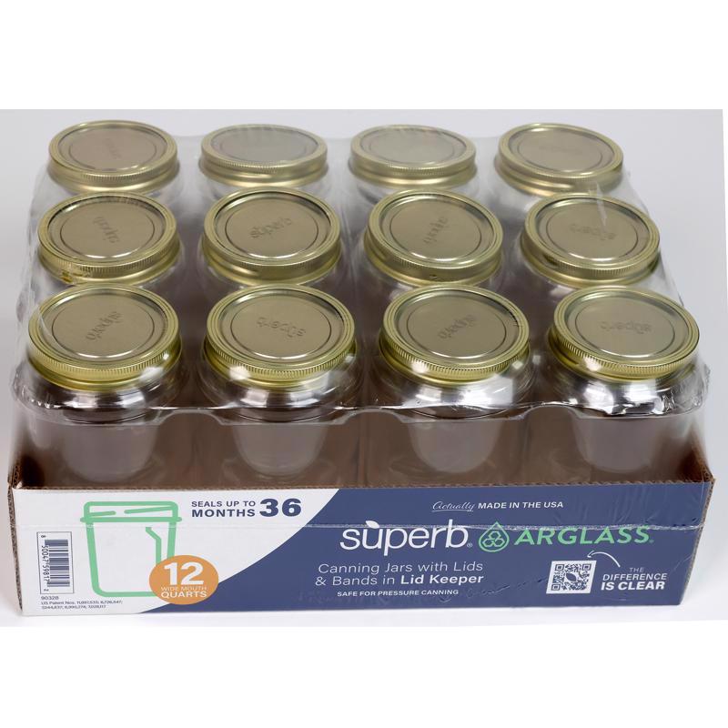 Picture of Superb 6082951 Wide Mouth Canning Jar, 32 oz - Pack of 12