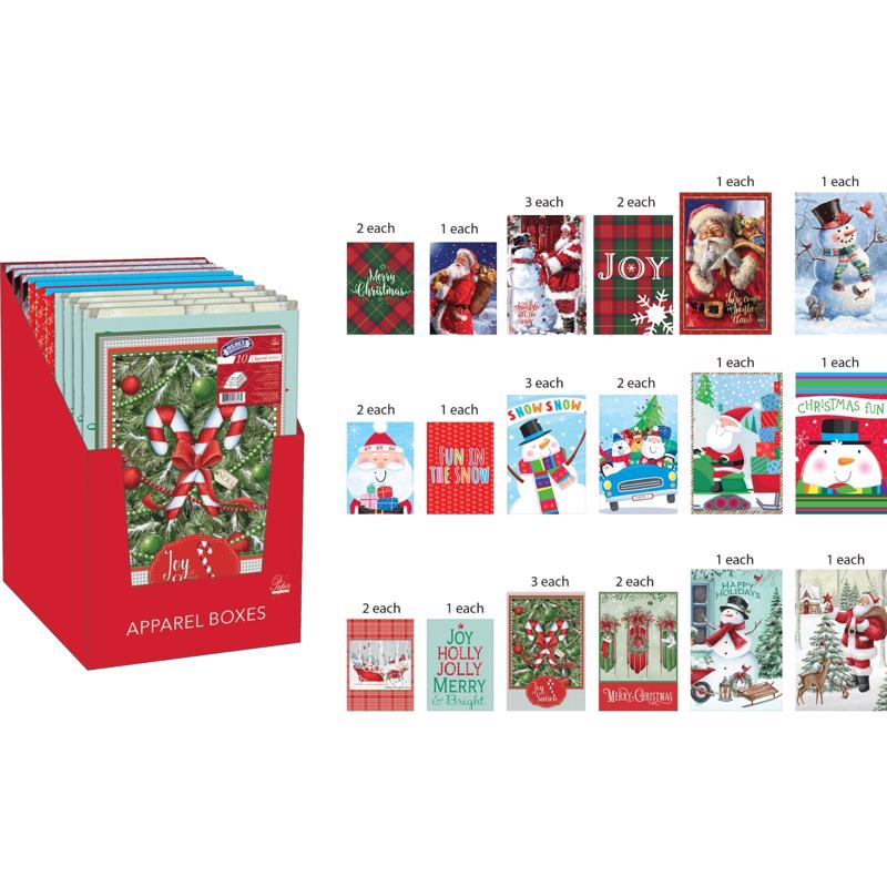 9107197 Assorted Color Holiday Apparel Gift Boxes - Pack of 10