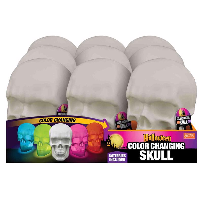 9106780 Multi Color LED Color Changing Skull Halloween Decor - Pack of 9