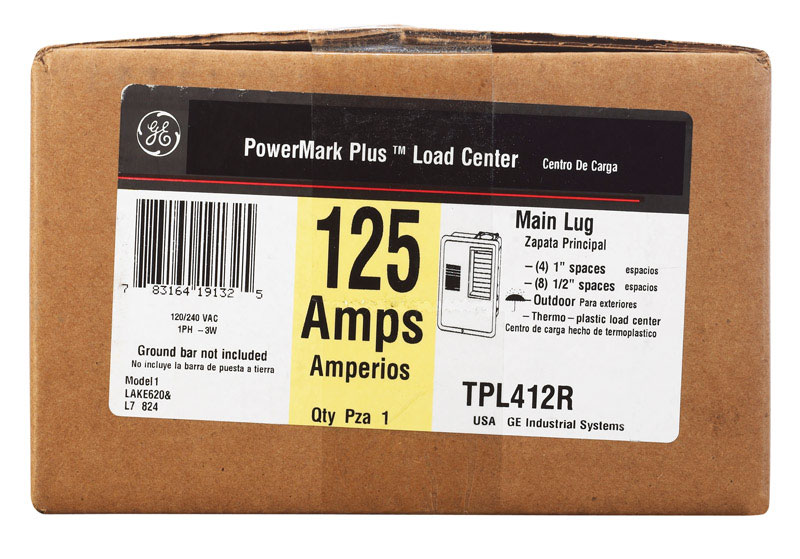36151 125A 240V PowerMark Plus 4-Space 8-Circuits Surface Mount Circuit Breaker Panel