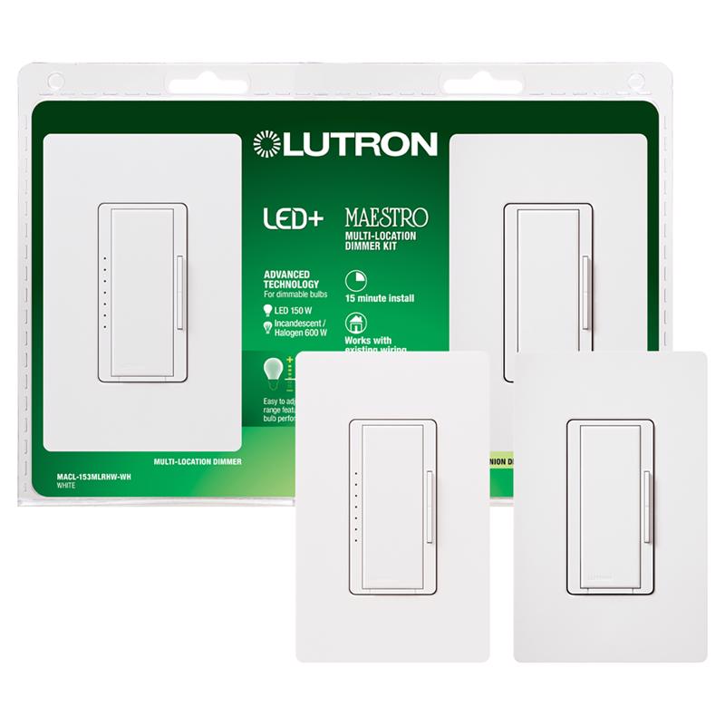 Lutron Maestro LED 120V 150W Gloss White Decorator/Rocker Dimmer Switch - MACL-153MLRHW-W