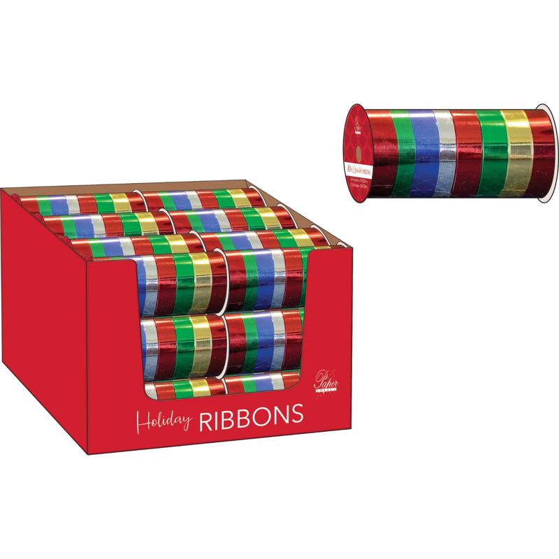 9107198 Assorted Color Holiday Ribbon - Pack of 24