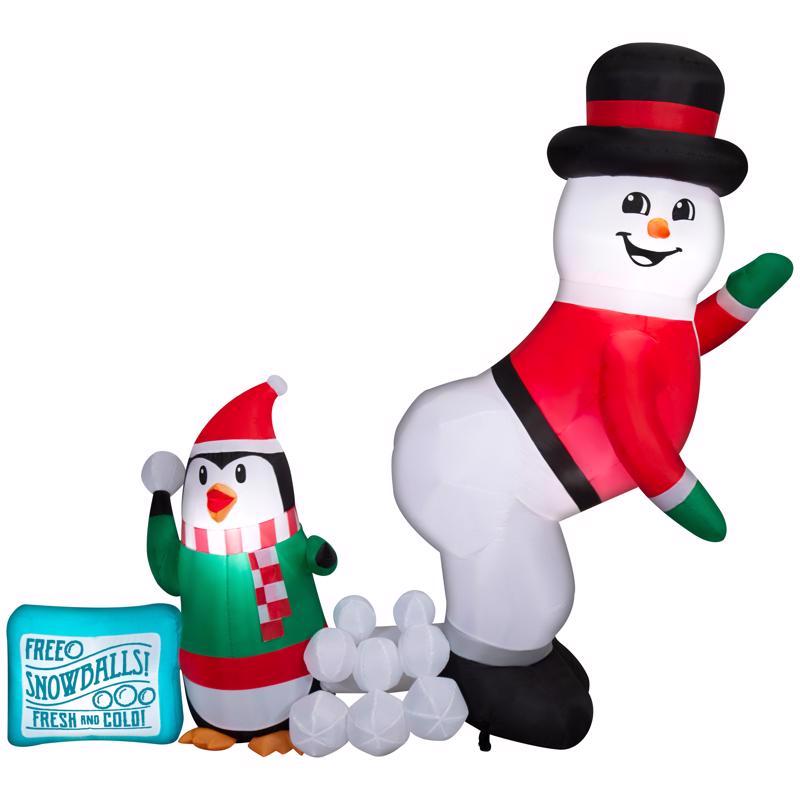 Gemmy - Airblown LED Snowman Humor Scene 6 ft. Inflatable - Multicolored
