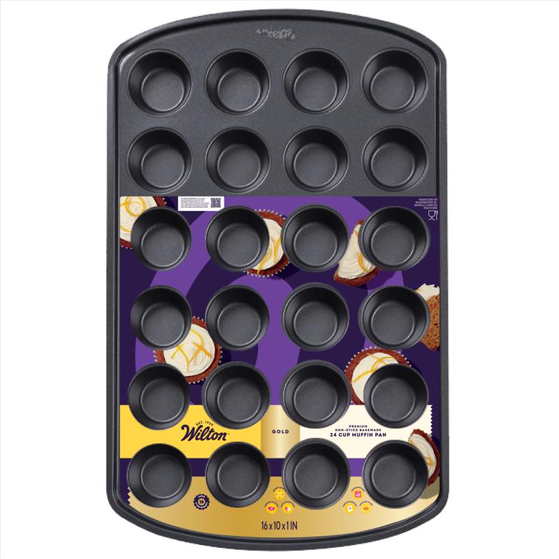 Picture of Wilton 6089609 10 x 16 in. Gold Mini Muffin Pan, Black