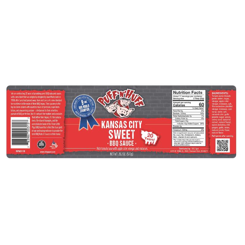 Three Little Pigs Kansas City Sweet Barbeque Sauce