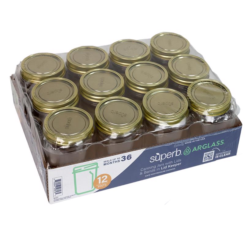 Picture of Superb 6089383 16 oz Arglass Wide Mouth Canning Jar - Pack of 12
