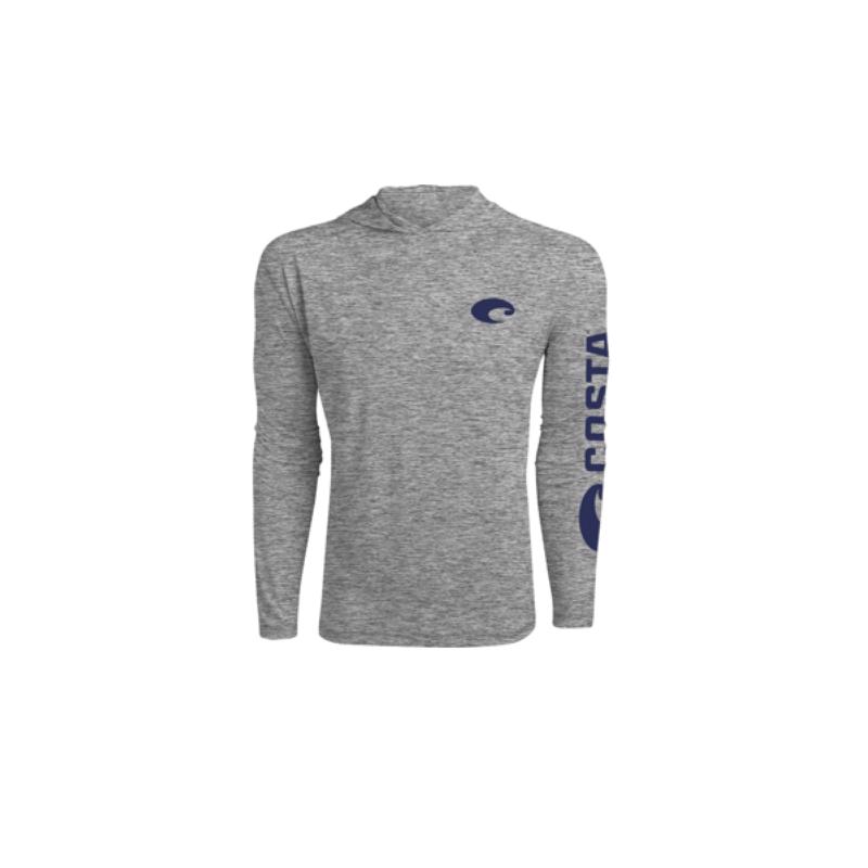 Costa Del Mar Lifestyle Technical Hood T-Shirt Mens Heather Gray FQA400039-203 in Heather Grey, XXL