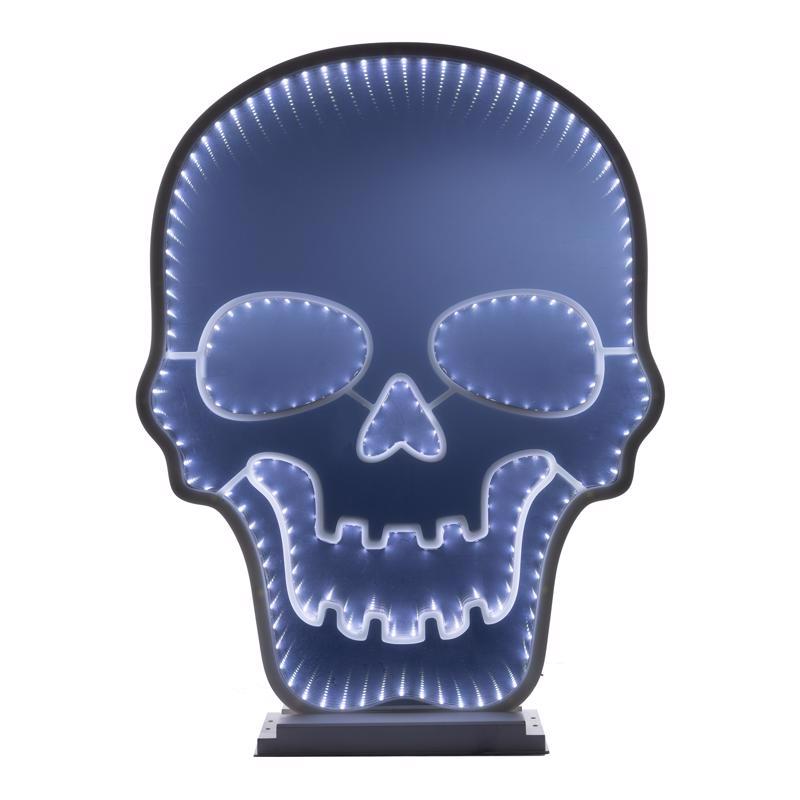 Halloween White 23 in. LED Prelit Skull Infinity Halloween Decor