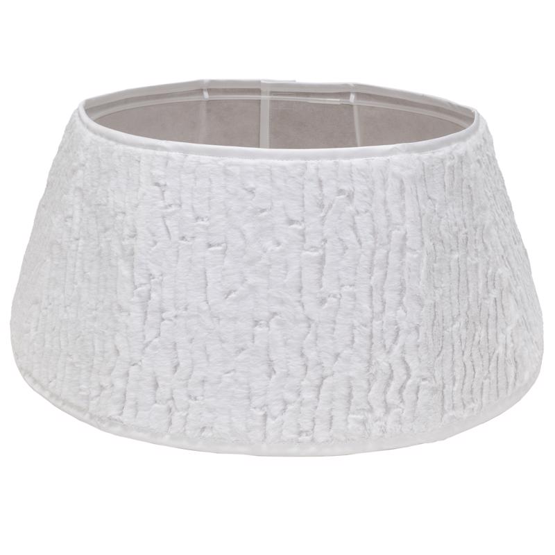 9106296 11 in. Ivory & White Faux Fur Tree Collar
