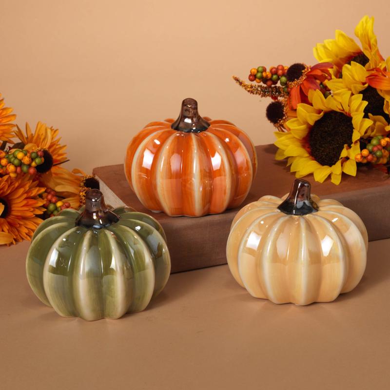 Gerson 9106729 4 in. Harvest Pumpkin Fall Decor