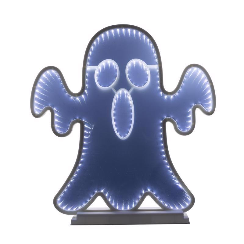 Halloween White 23 in. LED Prelit Ghost Infinity Halloween Decor