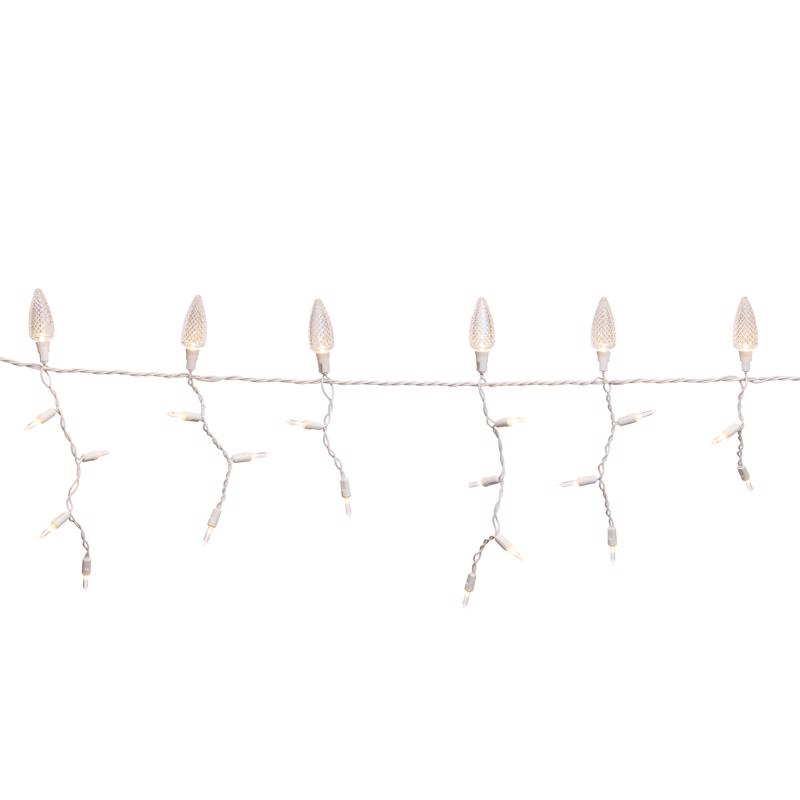 9107263 9 ft.  Platinum LED C9 Warm White 70 ct Icicle Christmas Lights