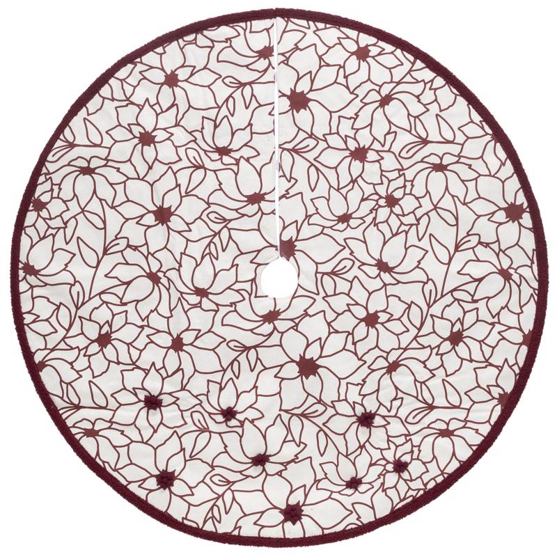 9106298 Ivory & Red Poinsettia Tree Skirt - Pack of 4