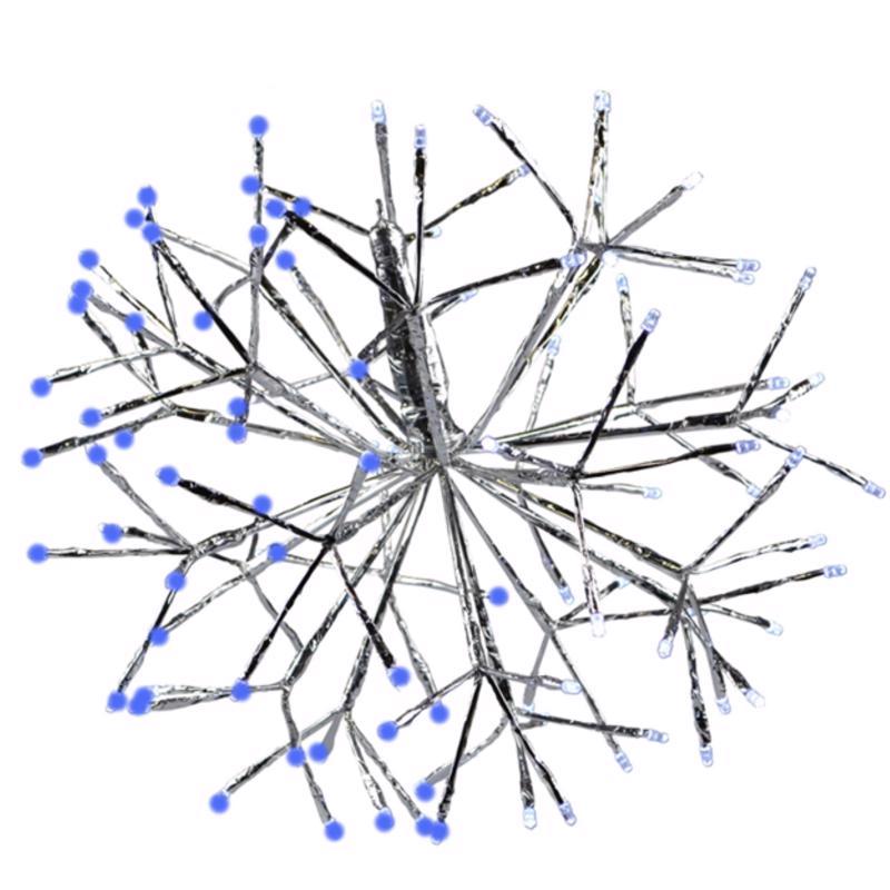 9107075 16 in.  LED Blue & Pure White Shimmering Sphere Hanging Decor