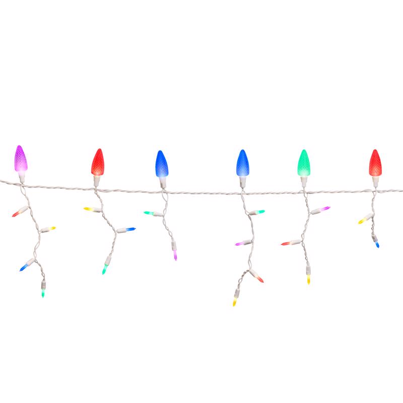 9107262 9 ft.  Platinum LED C9 Multicolored 70 ct Icicle Christmas Lights