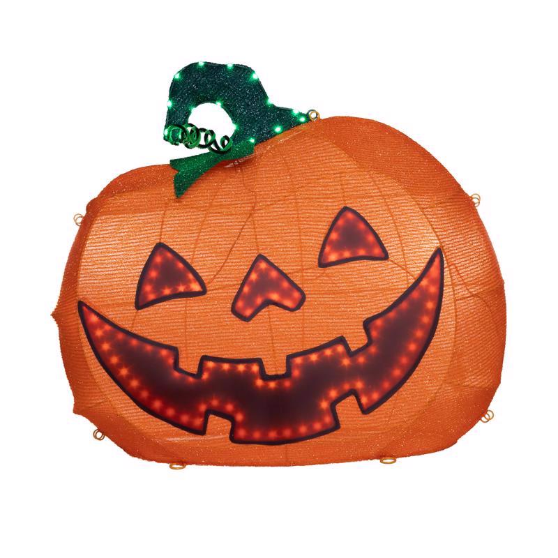 9106919 27 in. Orange Happy Face Lantern Halloween Decoration