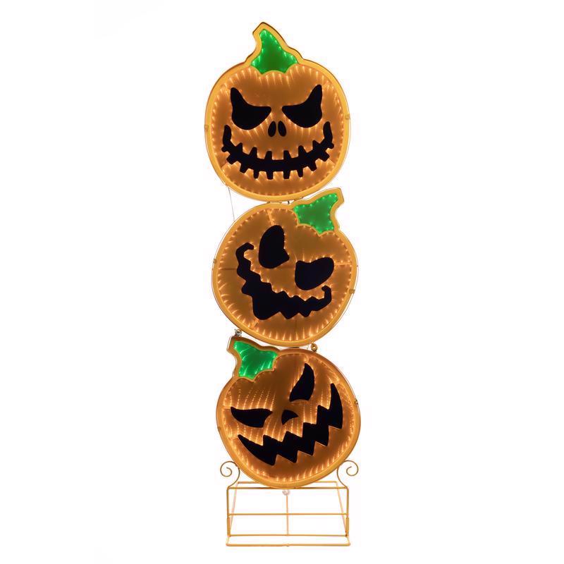 Halloween 48 in. LED Prelit Infinity Stacked 3 Pumpkins Halloween Decor
