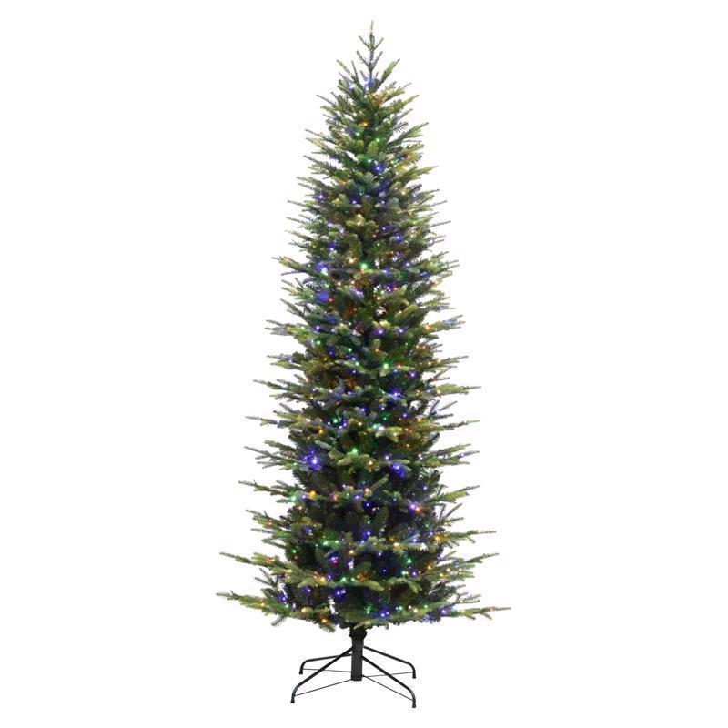 9107126 6 ft. Pencil LED Emerald Pine Sparkle Color Changing Christmas Tree - 1150 Count
