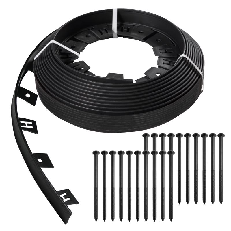 7053194 50 ft. x 1.5 in. Plastic Black Landscape Edging Kit - Pack of 4