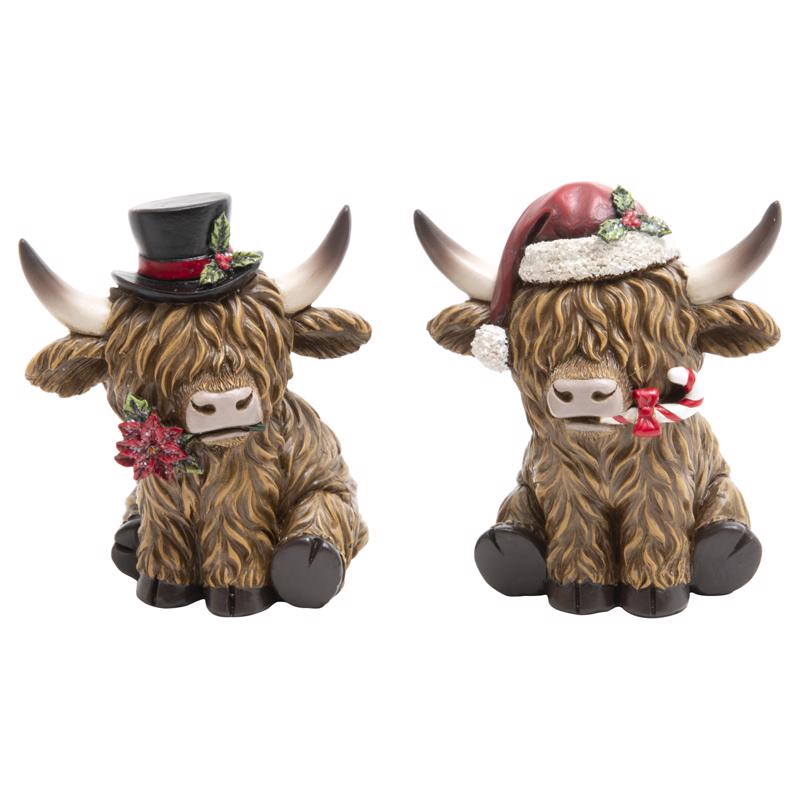 Gerson 9106695 Assorted Color Holiday Cows Table Decor