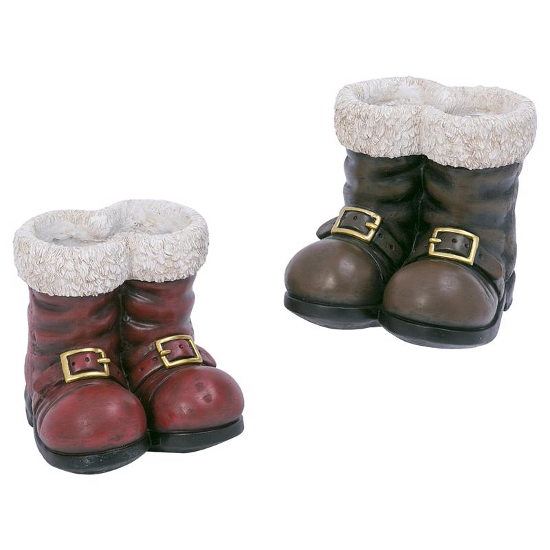 Gerson 9106711 9 in. Magnesium Santa Boots Table Decor, Multi Color - Pack of 4