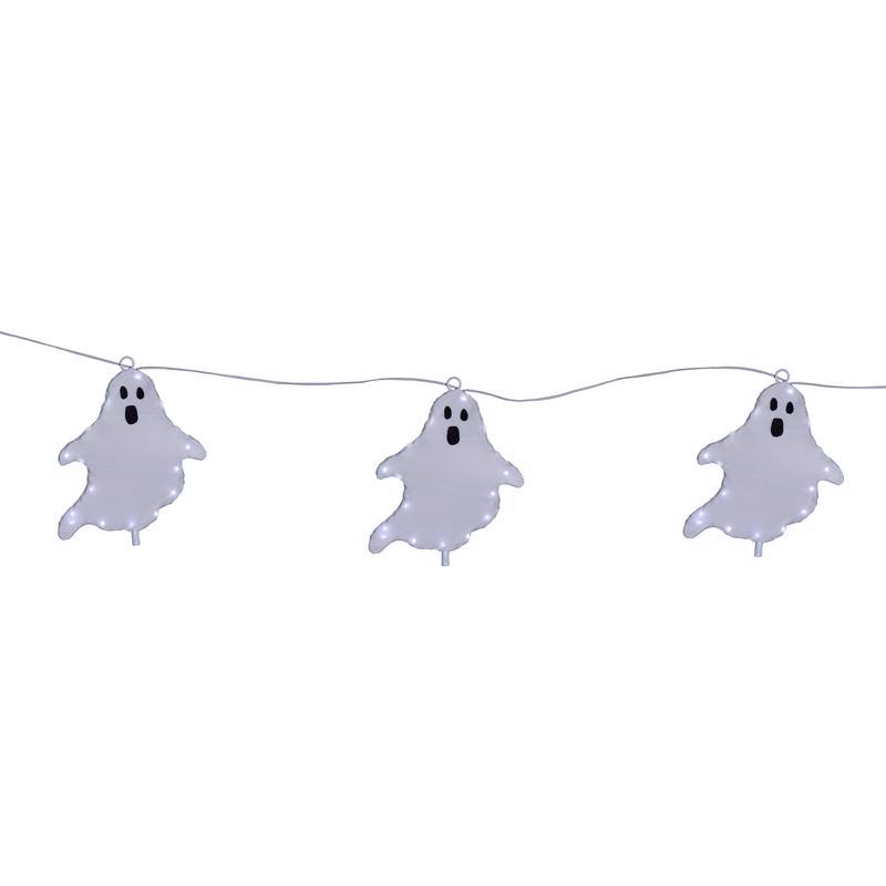 9106925 16 in. White LED 3 Ghost with Stake Halloween Decoration - Pack of 15