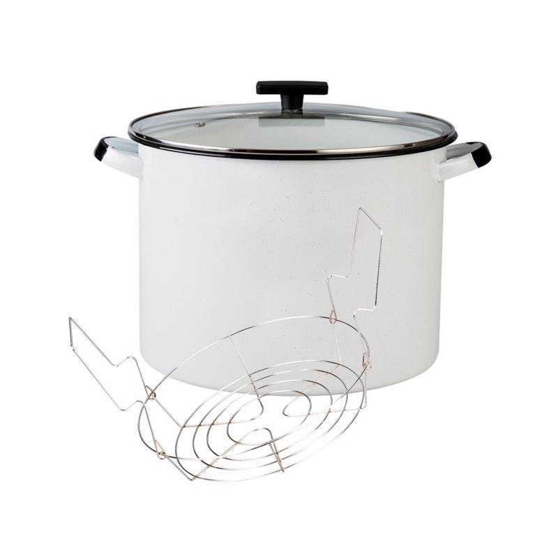 6086973 21 qt. Ceramic Over Steel Canner, White