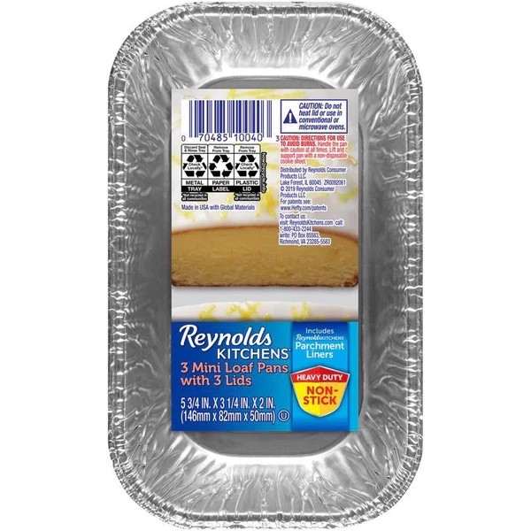 Picture of Reynolds Consumer Products 6077599 Loaf Pans with Lids, Blue - Pack of 3