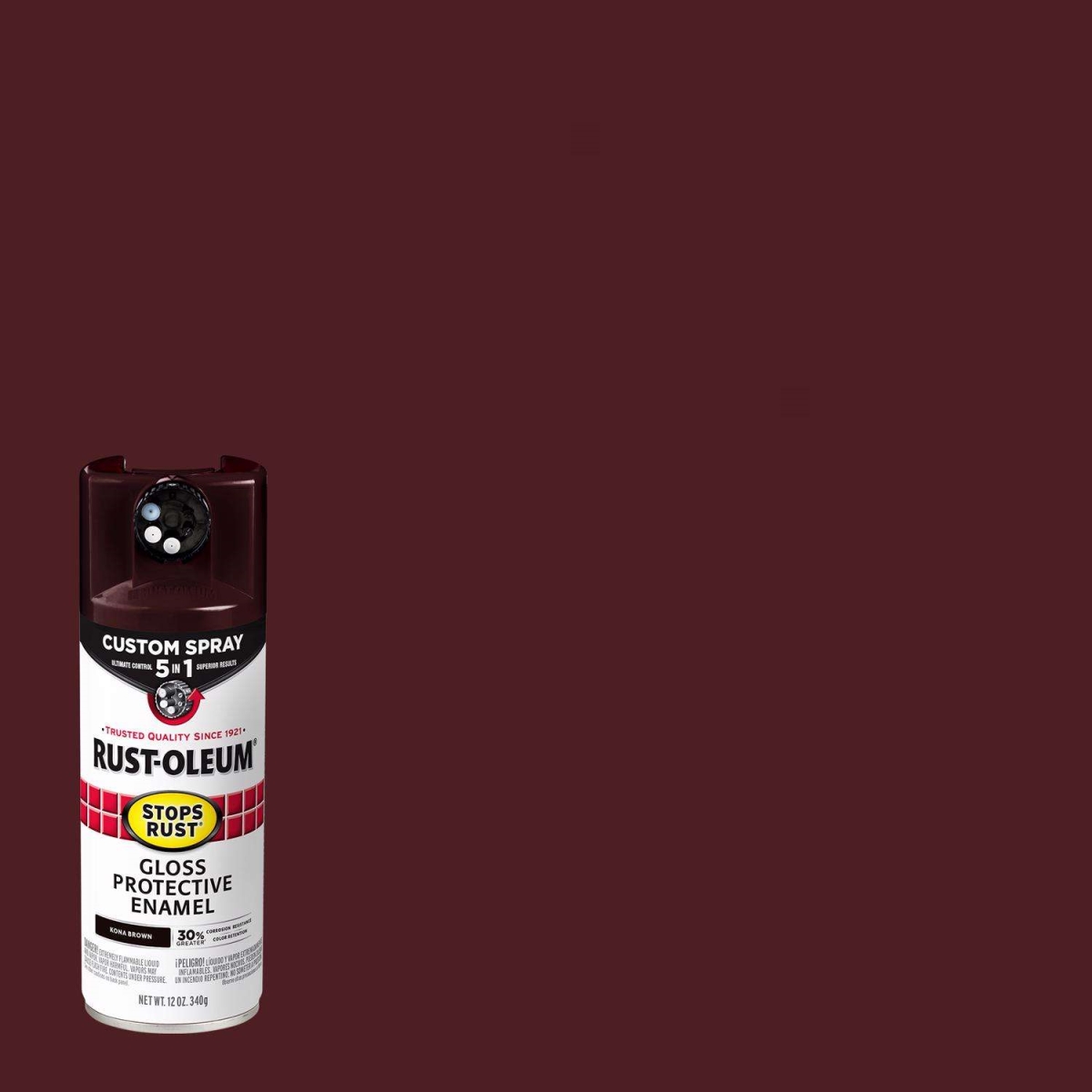 1037128 12 oz Stops Rust Gloss Kona Brown Enamel Spray Paint