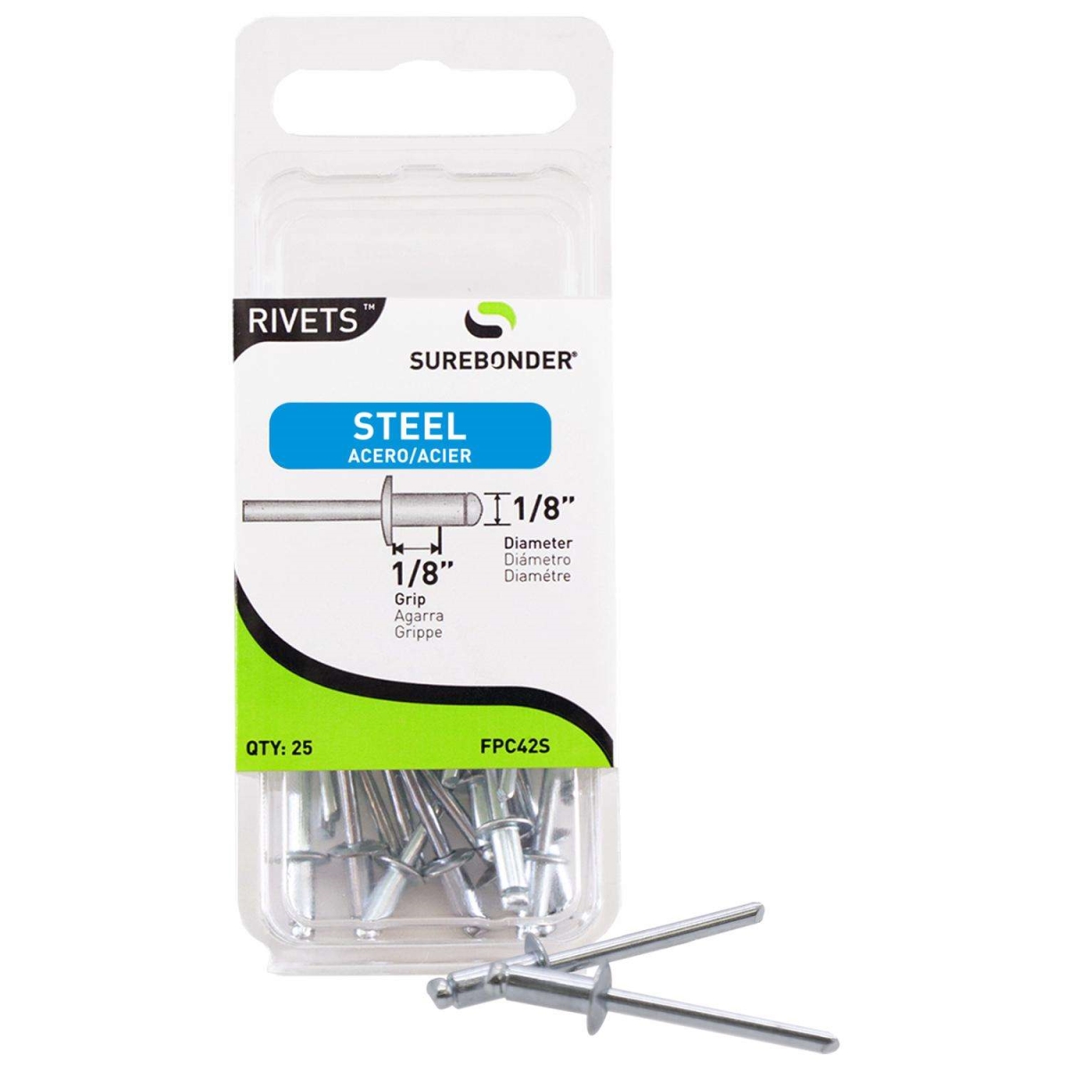 Picture of FPC 2038723 0.125 x 0.125 in. Surebonder Steel Blind Rivets, Silver - 25 Piece
