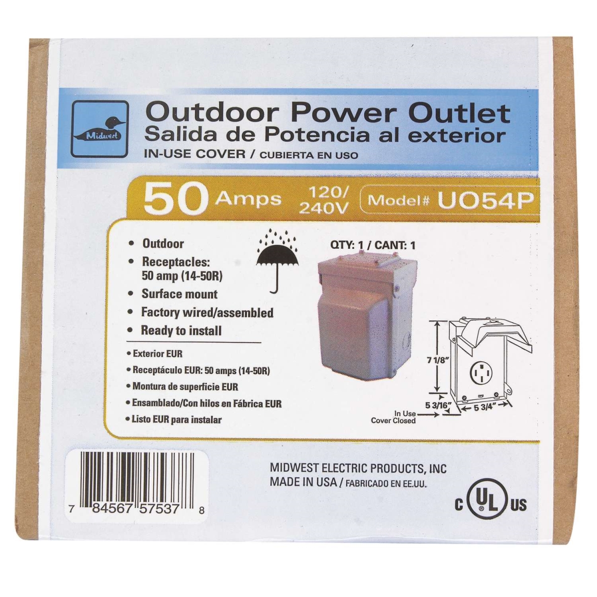 50 amps 240 V Single Silver RV Power Outlet 1 pk