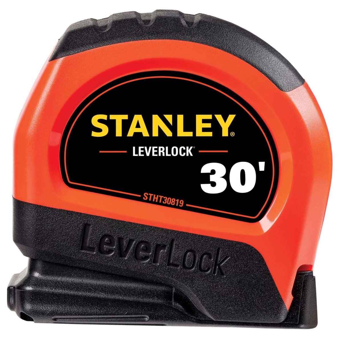 2455962 30 ft. x 1 in. Lever Lock Compact Measure Tape, Black & Orange