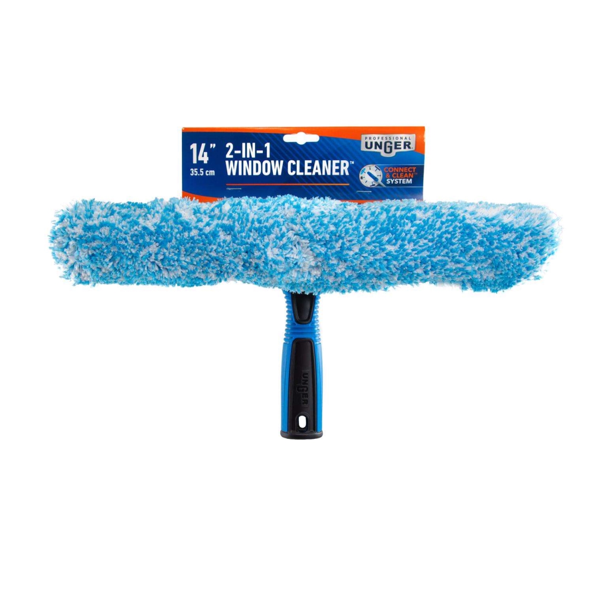 Unger Professional 2-In-1 Window Cleaner, 14 in L Head, Plastic Head, 11.81 in L