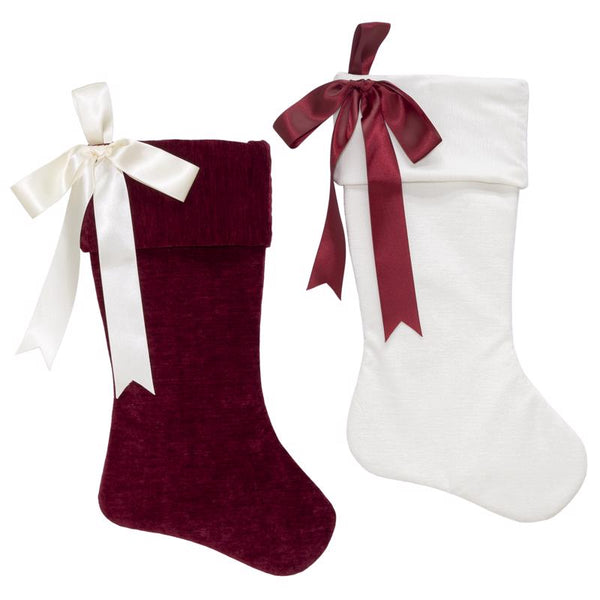 9106272 20 in. Red & White Matte Bow Christmas Stocking - Pack of 12
