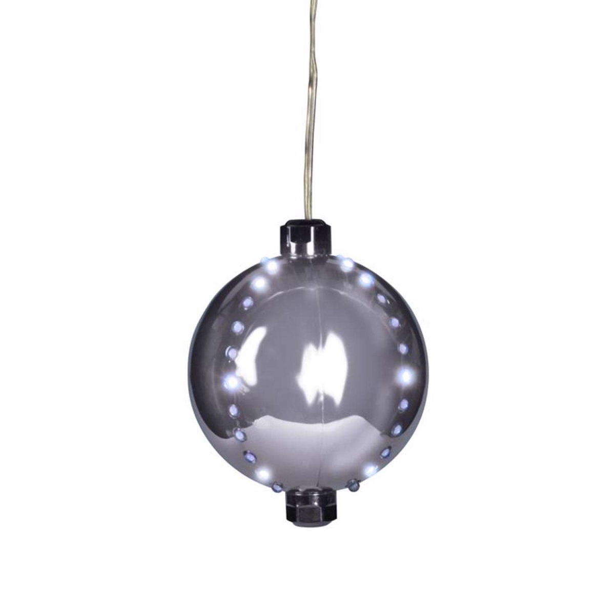 9107078 4 in. Celebrations LED Silver Snow Fall Ornament Hanging Decor